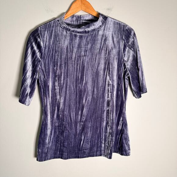 Anthropologie Pilcro Velveteen Mock-Neck Top Slate Blue Womens Sz M Velvet - Picture 2 of 10
